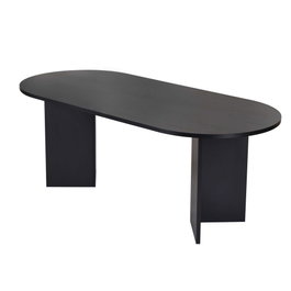 Hanah Home Sabella Mesa de Comedor extensible 200x90 cm color Madera Negra en melamina